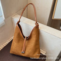 Vintage Suede Hobo Shoulder Bag – Caramel Brown